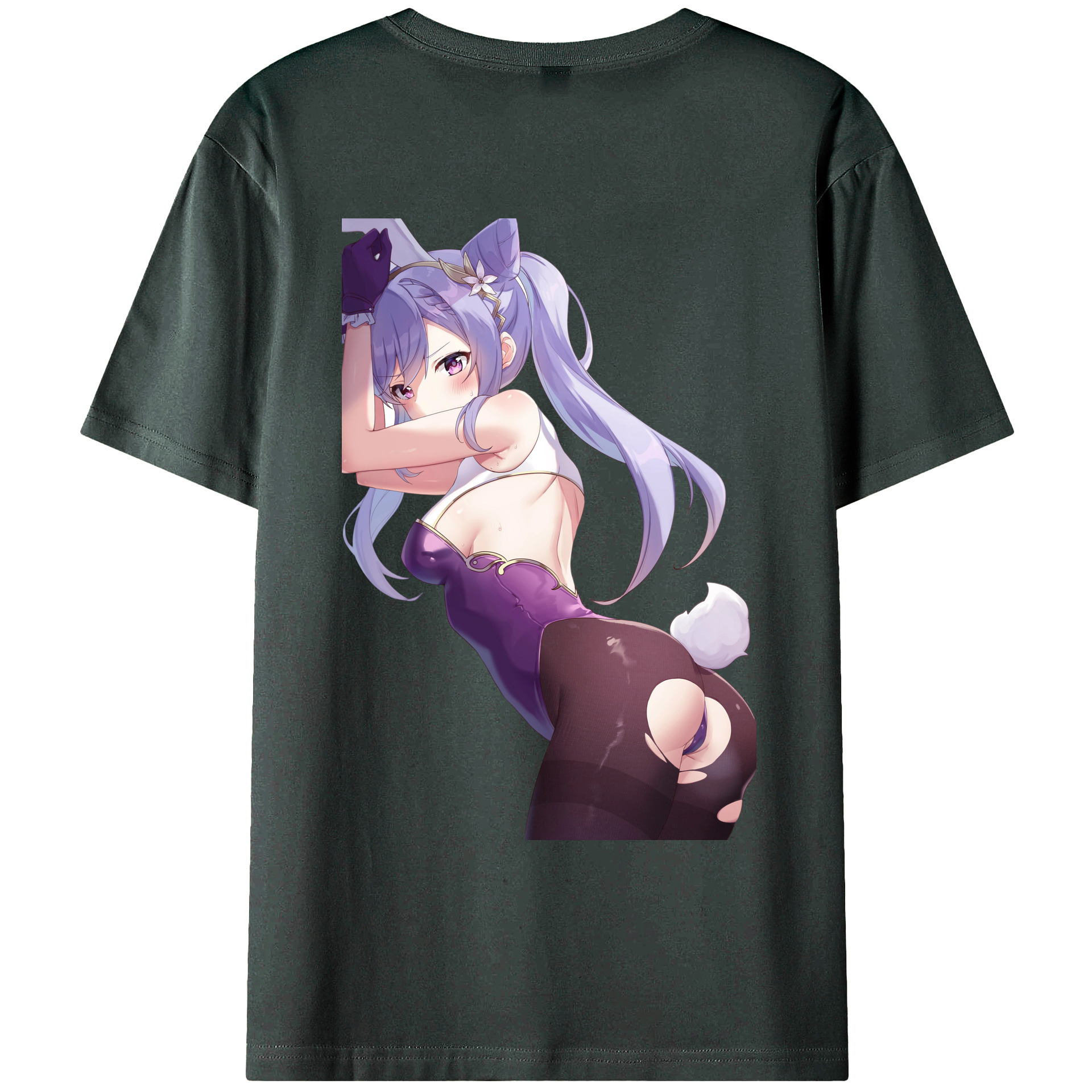 げんし神 刻晴 こくせい genshin Kokusei 綿100％ メンズ半袖Tシャツ（バックプリント） 通気性